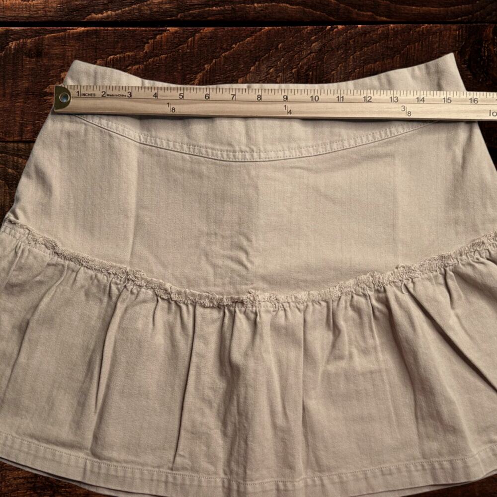 Free People Positano Tiered Lace-Up Back Ruffle Mini Skirt Champagne Size 12 - Picture 6 of 8
